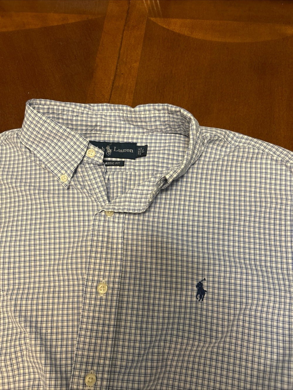 Polo by Ralph Lauren White and Blue Windowpane Button-Down Shirt